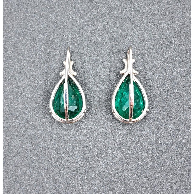Metal 6.22 Ct Natural Pear Shape Emerald Earrings - 2 Pieces For Sale - Image 7 of 9