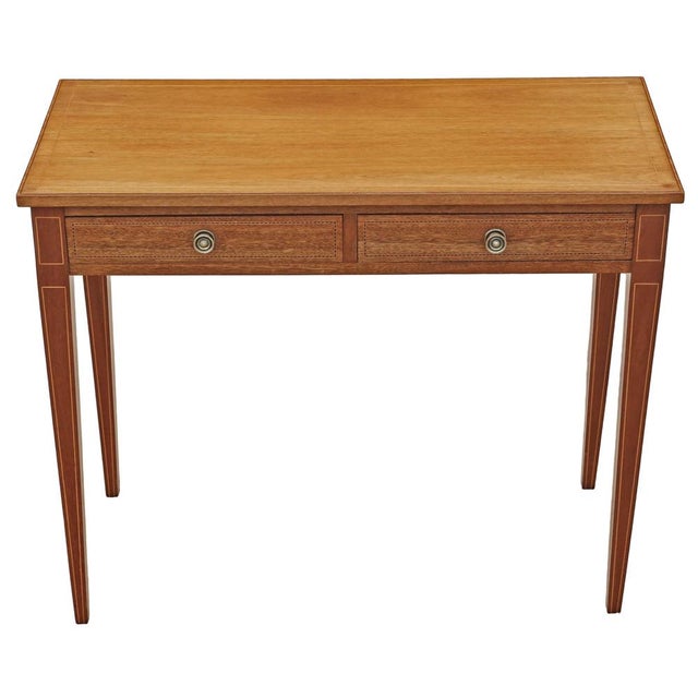 Antique Edwardian Inlaid Satin and Red Walnut Desk or Dressing Table, 1905 For Sale - Image 4 of 12