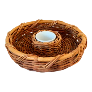 French Wicker Chip and Dip Set, 3 Pieces