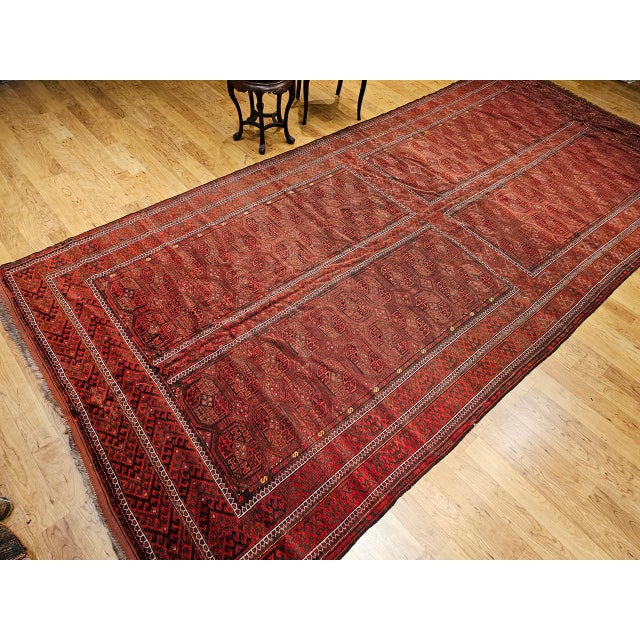 Tribal Vintage Turkmen Tekke Gallery Rug in Allover Pattern in Red, Brown, Gray, For Sale - Image 3 of 14