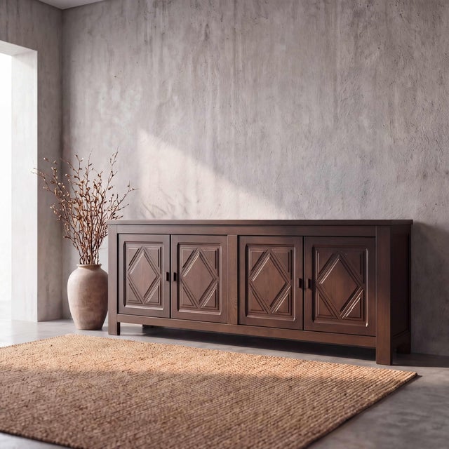 Wood Vintage French Oak Brutalist Sideboard, 1970s For Sale - Image 7 of 11