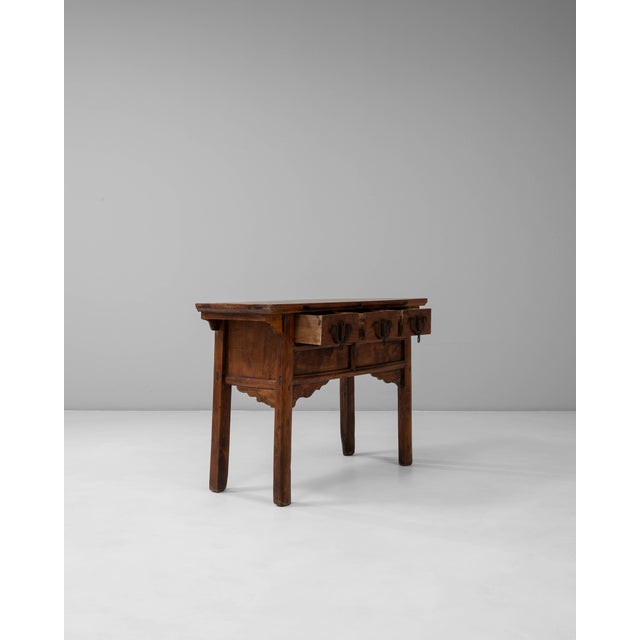 19th Century Chinese Provincial Wooden Console Table With Drawers For Sale - Image 4 of 18