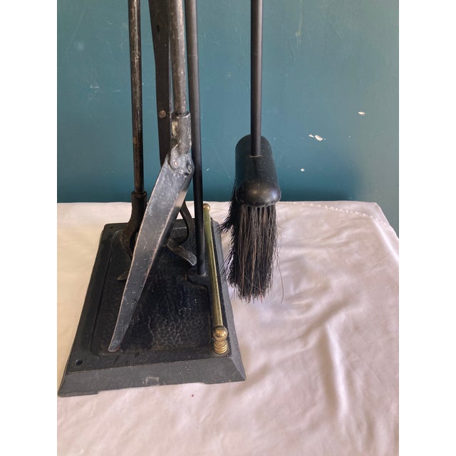 Vintage Iron and Brass Fireplace Tool Set For Sale - Image 11 of 12