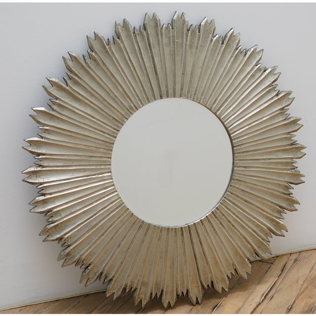 Pottery Barn Round Starburst Silver Mirror Chairish