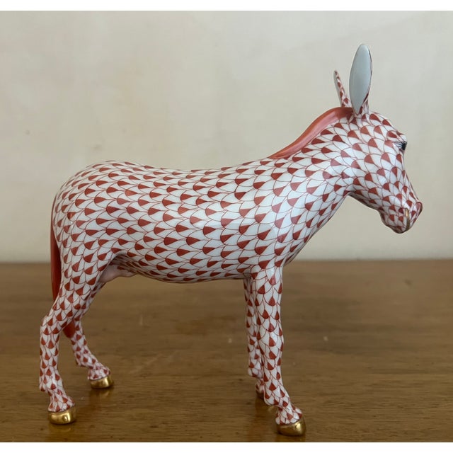 1990s Herend Hungarian Hand Painted Donkey With Gold Hooves, C. 1990's For Sale - Image 5 of 9
