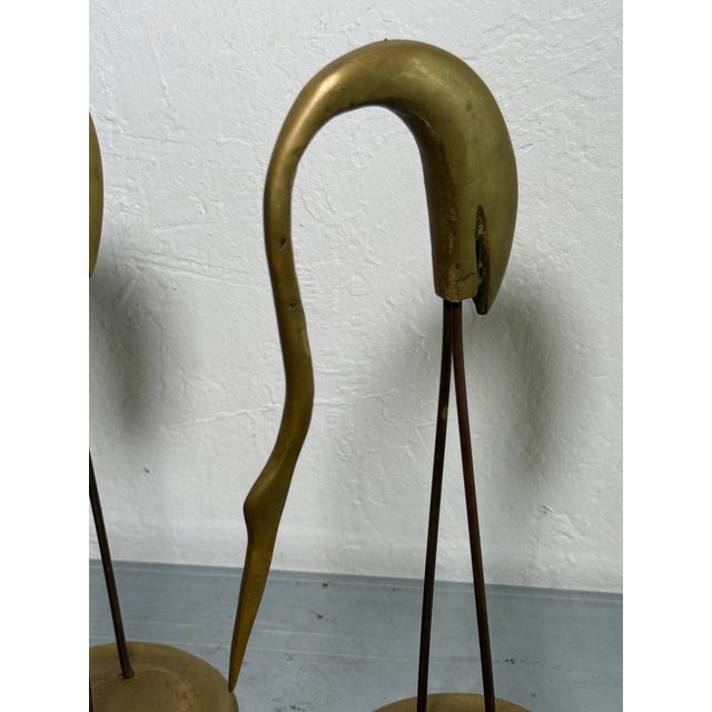 Brazilian Mid-Century Bronze Heron Sculptures - A Pair For Sale - Image 9 of 12