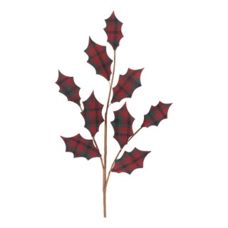Plaid Holly Leaf Spray (Set of 4) For Sale