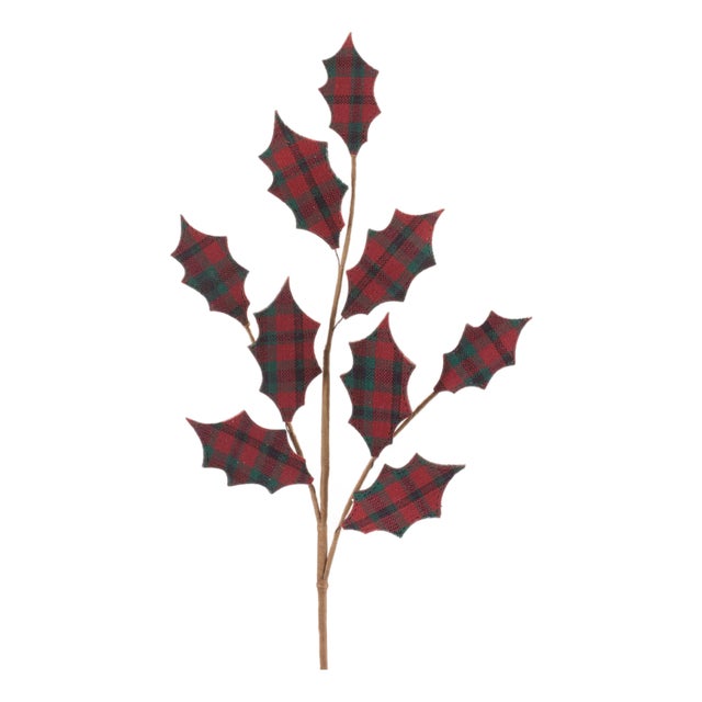 Plaid Holly Leaf Spray (Set of 4) For Sale