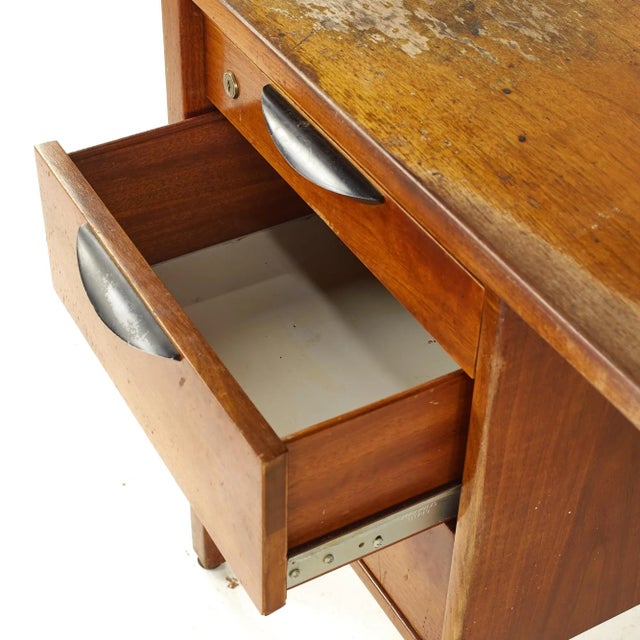 Brown Jens Risom Mid Century Walnut Executive Desk For Sale - Image 8 of 13