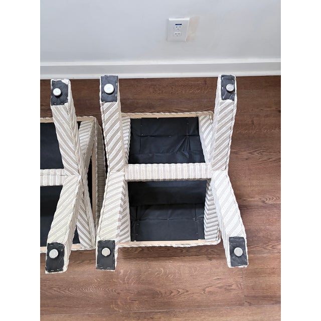 Pair of Upholstered X Leg Benches For Sale - Image 14 of 14