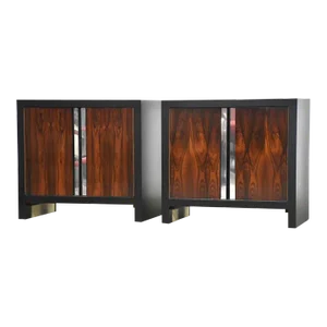 1970s Rosewood and Chrome Nightstands - a Pair