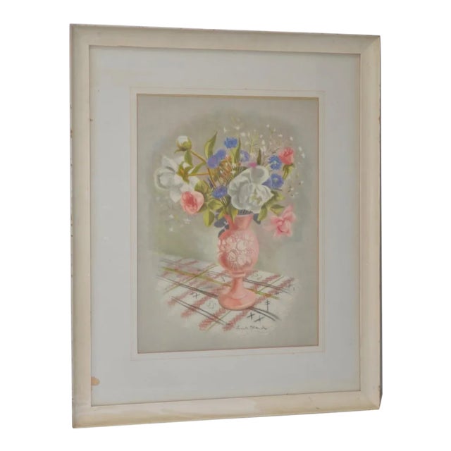 Lucile Blanch (1895-1981) Pastel Floral Still Life c.1940s For Sale