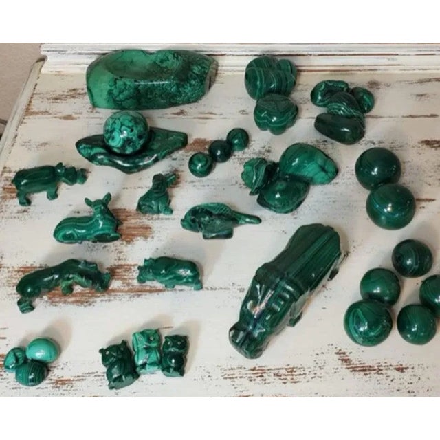 Malachite Carved & Polished Fish Shaped Stone For Sale - Image 9 of 10