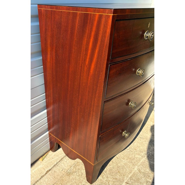 English Antique Handcrafted English Mahogany Bowfront Chest of Drawers For Sale - Image 3 of 12