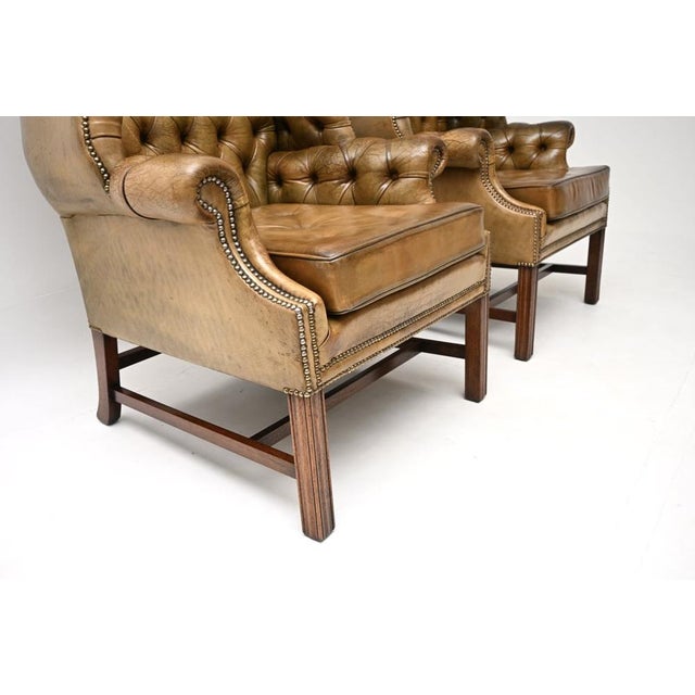 Georgian Leather Wing Back Armchairs, 1930s, Set of 2 For Sale - Image 9 of 10