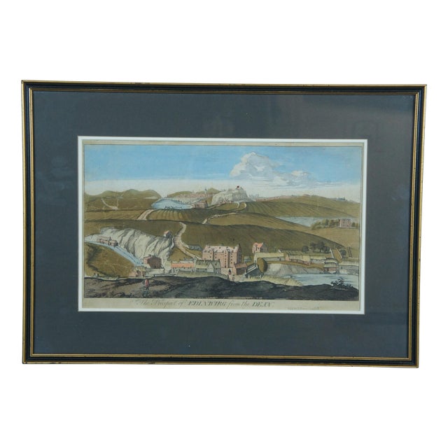 Antique 1693 John Slezer Prospect of Edinburg Dean Landscape Engraving, Framed For Sale