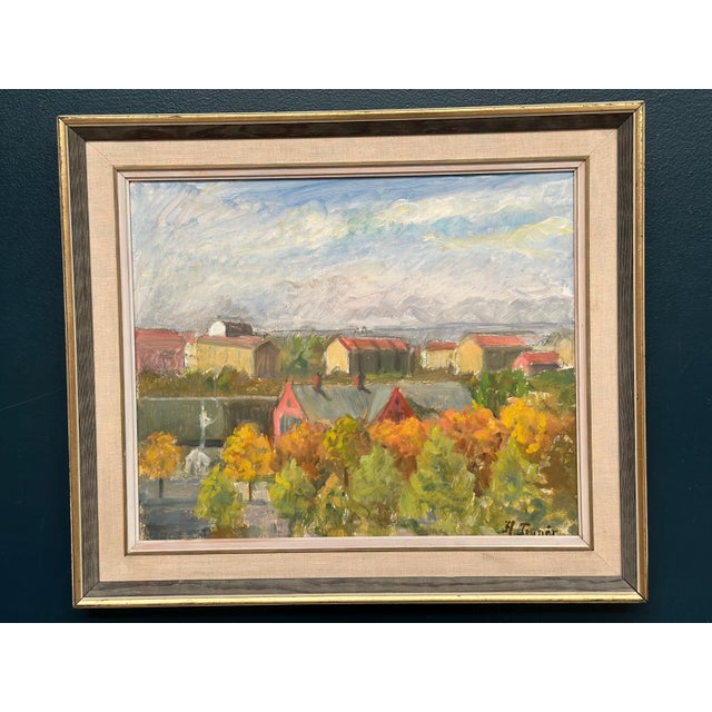 Hedvig Tegnér, Cityscape in Autumn Colors, 1950s, Oil on Canvas, Framed For Sale - Image 13 of 18