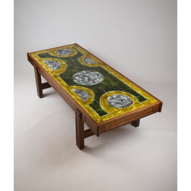 Wood Ceramic Coffee Table by Jean Dasti, Vallauris, France, 1950s For Sale - Image 7 of 18