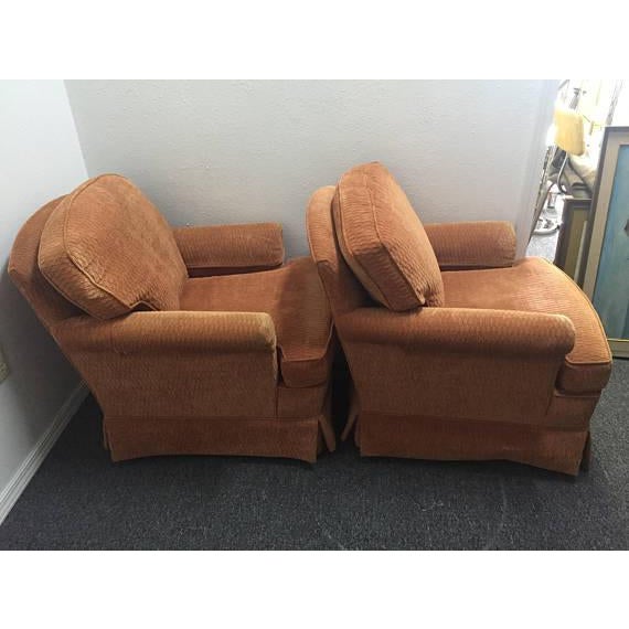 Classic Upholstered Club Chairs- Coral Chenille- a Pair ...