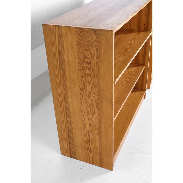 Brown 1960s Pair of Danish Modern Pine Bookcases, Mogens Koch Style For Sale - Image 8 of 15