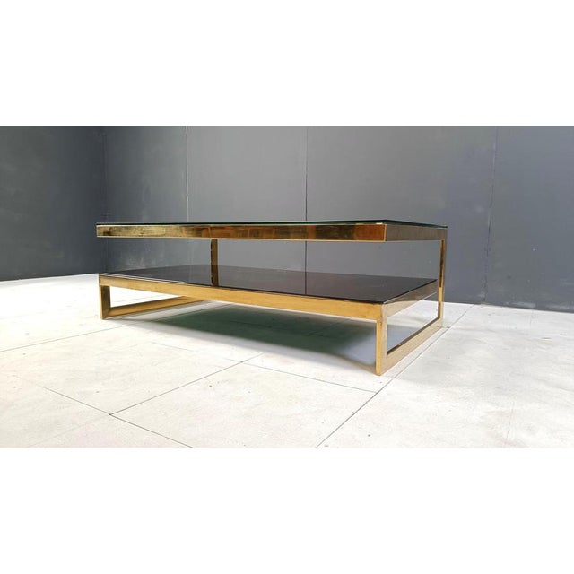 Vintage 23kt Gold 2-Tier Coffee Table from Belgochrom, 1970s For Sale - Image 10 of 11