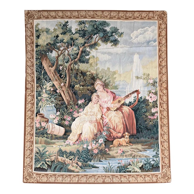 Vintage European Figural Tapestry - Circa 1990s For Sale