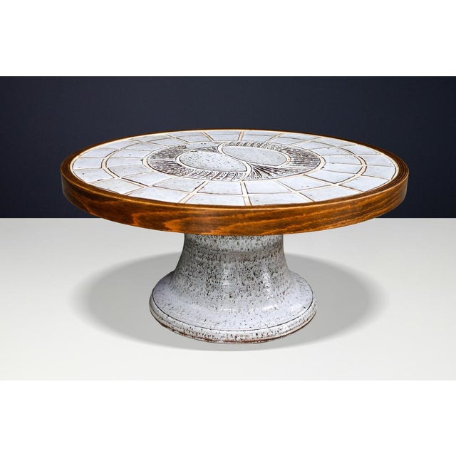Ceramic Coffee Table with Sculptural Pedestal Base from Vallauris, 1960s For Sale - Image 11 of 15