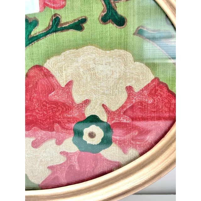 1960s Oval Brass Gallery Tray With Designer Floral Fabric Insert & Velvet Back For Sale - Image 12 of 12