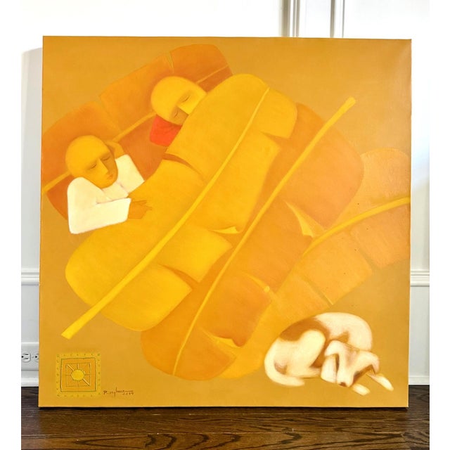Art Deco Modernist Painting by Vietnamese Artist Duc Nghia Phan For Sale - Image 3 of 10