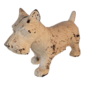 Early 20th Century Iron Original Painted Scottie Dog Door Stop