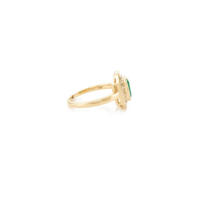 Octagon Cut Emerald & Baguette Halo Set Diamond Statement Ring Size 5.5 For Sale In New York - Image 6 of 12