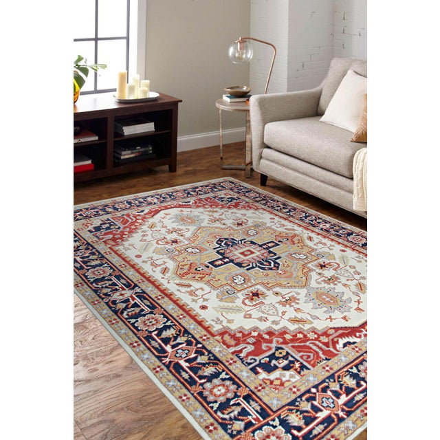 8x10 Elegant Ivory Floral Traditional Hand Knotted Wool Carpet Rug For Sale In New York - Image 6 of 6