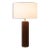 Tambo Table Lamp - Dark Walnut Wood Finish, Weathered Brass, White Linen Shade For Sale