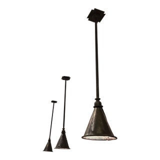 Custom Hand-Forged Wrought Iron Pendant Lights by Christopher Thomson - Set of 3 For Sale