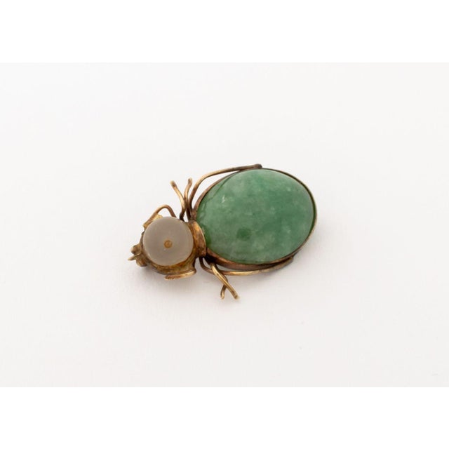 10k Yellow Gold Jade Quartz Insect Brooch For Sale In New York - Image 6 of 8
