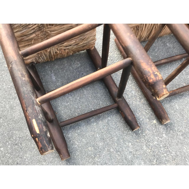 Rustic Chairs with Straw Seats, 1950, Set of 4 For Sale - Image 10 of 14
