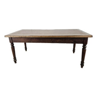 Rustic Fir Table with Mosaic Top, 1800s For Sale