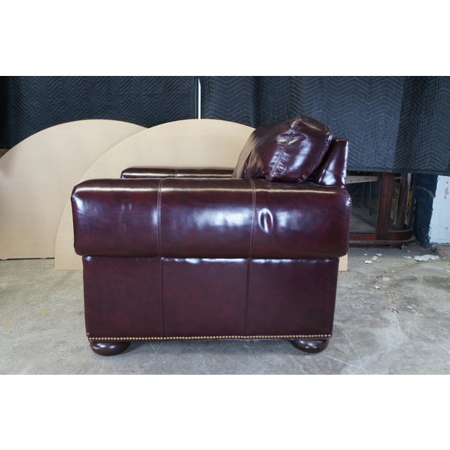 Whittemore-Sherrill Burgundy Leather Library Club Chairs & Ottoman Set- 3 Pieces For Sale - Image 9 of 10