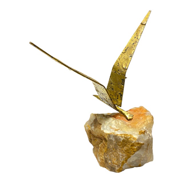Mid 20th Century Curtis Jere Abstract Bird Sculpture Metal on Stone Base MCM For Sale - Image 11 of 12