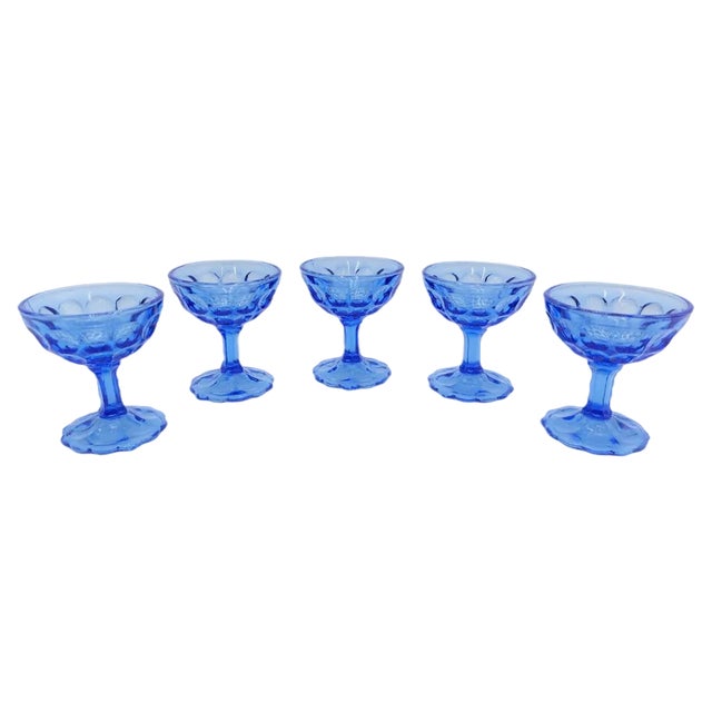 Blue Cups from Ząbkowice, Poland, 1970s, Set of 5 For Sale