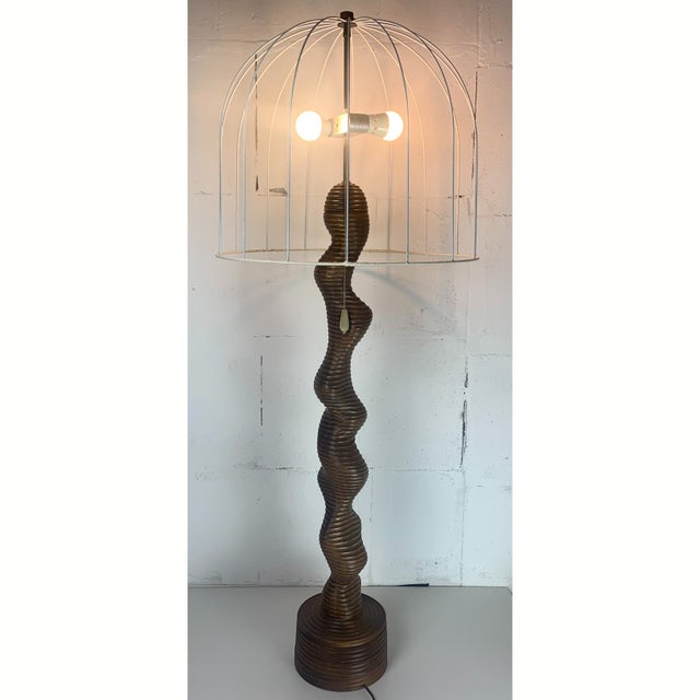 Mid-Century Modern Biomorphic Curvy Wavy Floor Lamp attributed to Temde, Switzerland, 1960s For Sale - Image 3 of 18