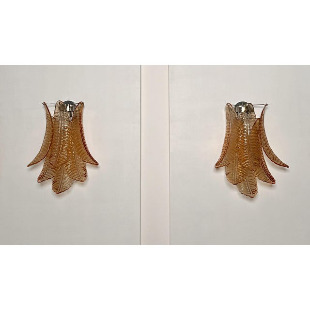 Vintage Murano Amber Felci Glass Wall Sconces, 1990s, Set of 2 For Sale - Image 9 of 18
