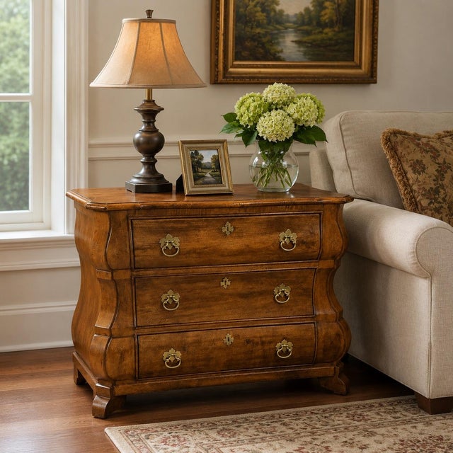Late 20th Century Vintage CTH Sherrill Occasional French Bombe Style 3-Drawer Chest For Sale - Image 5 of 10