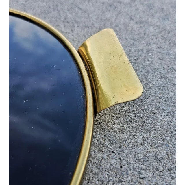Josef Frank Mid-Century Modern Brass and Black Glass Serving Tray attributed to Josef Frank, West Germany, 1950s For Sale - Image 4 of 8