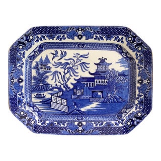 1930s Burgess and Leigh (Burleigh Ware) Willow Pattern Platter, England For Sale