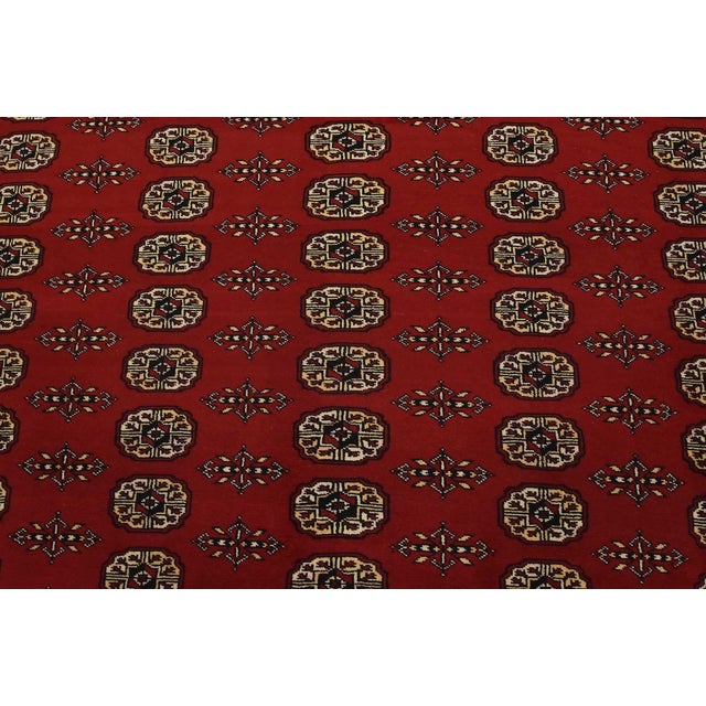 Bokhara Rug 8′ X 10’1” Red Wool Tribal Hand-Knotted Oriental Carpet For Sale In Philadelphia - Image 6 of 13