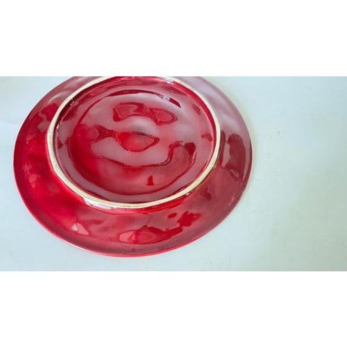 French Ceramic Oyster Plate in Deep Red Glaze, 1960s For Sale - Image 4 of 13