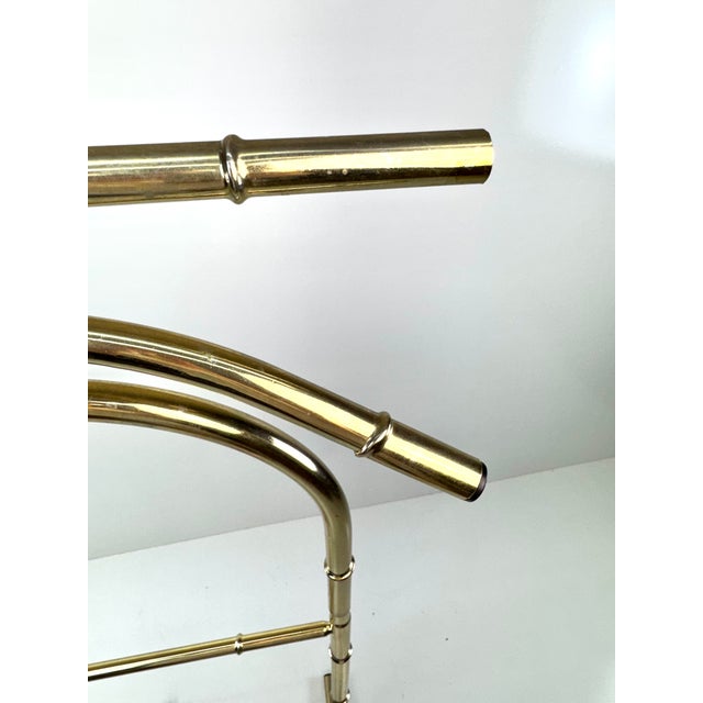 Metal Mid 20th Century Hollywood Regency Faux Bamboo Brass-Finished Valet Stand For Sale - Image 7 of 9