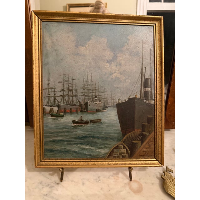 Antique Ship Painting, Framed For Sale In Charleston - Image 6 of 12