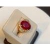 Oval 12 Carat Treated Ruby and 1 Carat Diamond 14 Karat Yellow Gold Ring For Sale - Image 16 of 18